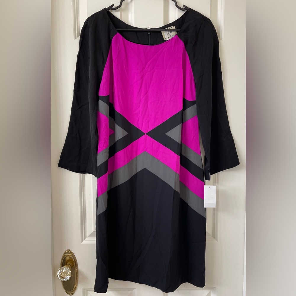 ICE - Chic Black and Pink Geometric Dress - Size 10 - NWT!